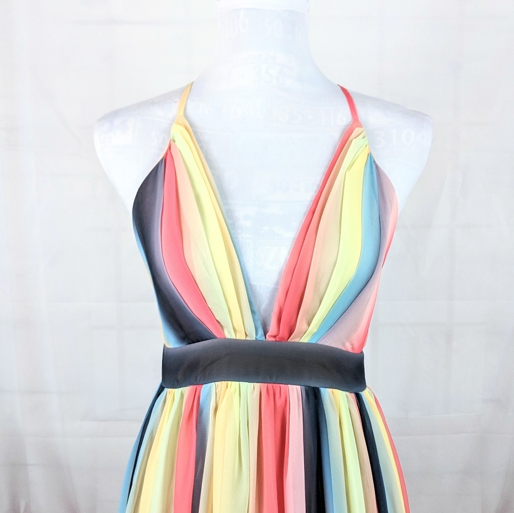 New Pastel Pleated Beauty Maxi Dress - Picture 3 of 8